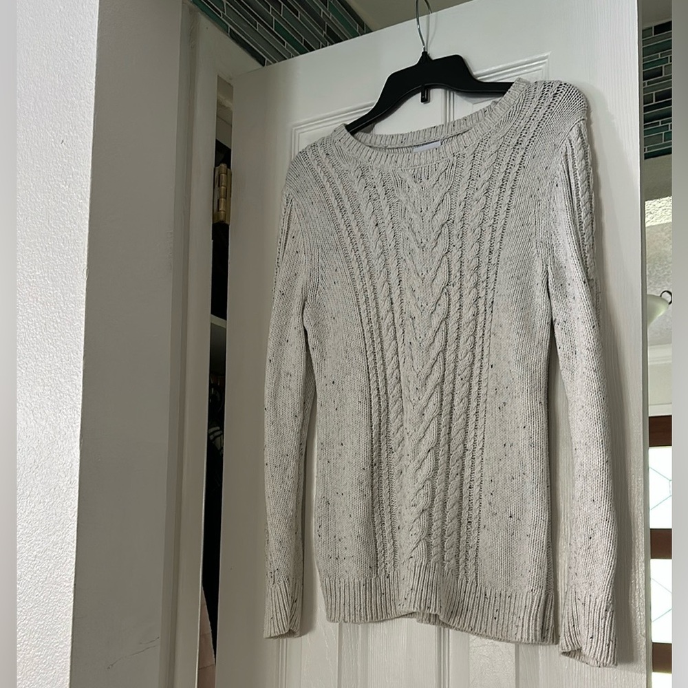 Old Navy Cream Cowl Neck Cable Knit Sweater